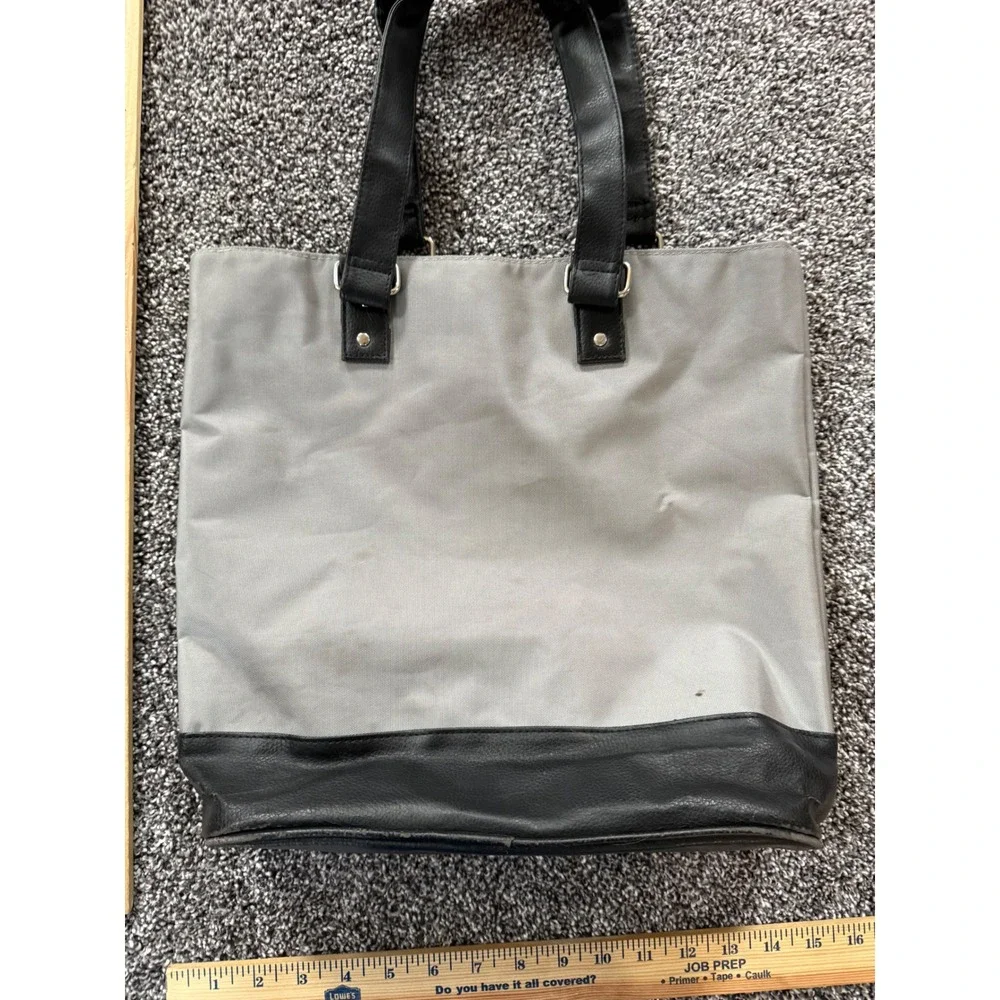 Calvin Klein Grey Black Colorblock Tote Bag Nylon PVC Shoulder Bag
